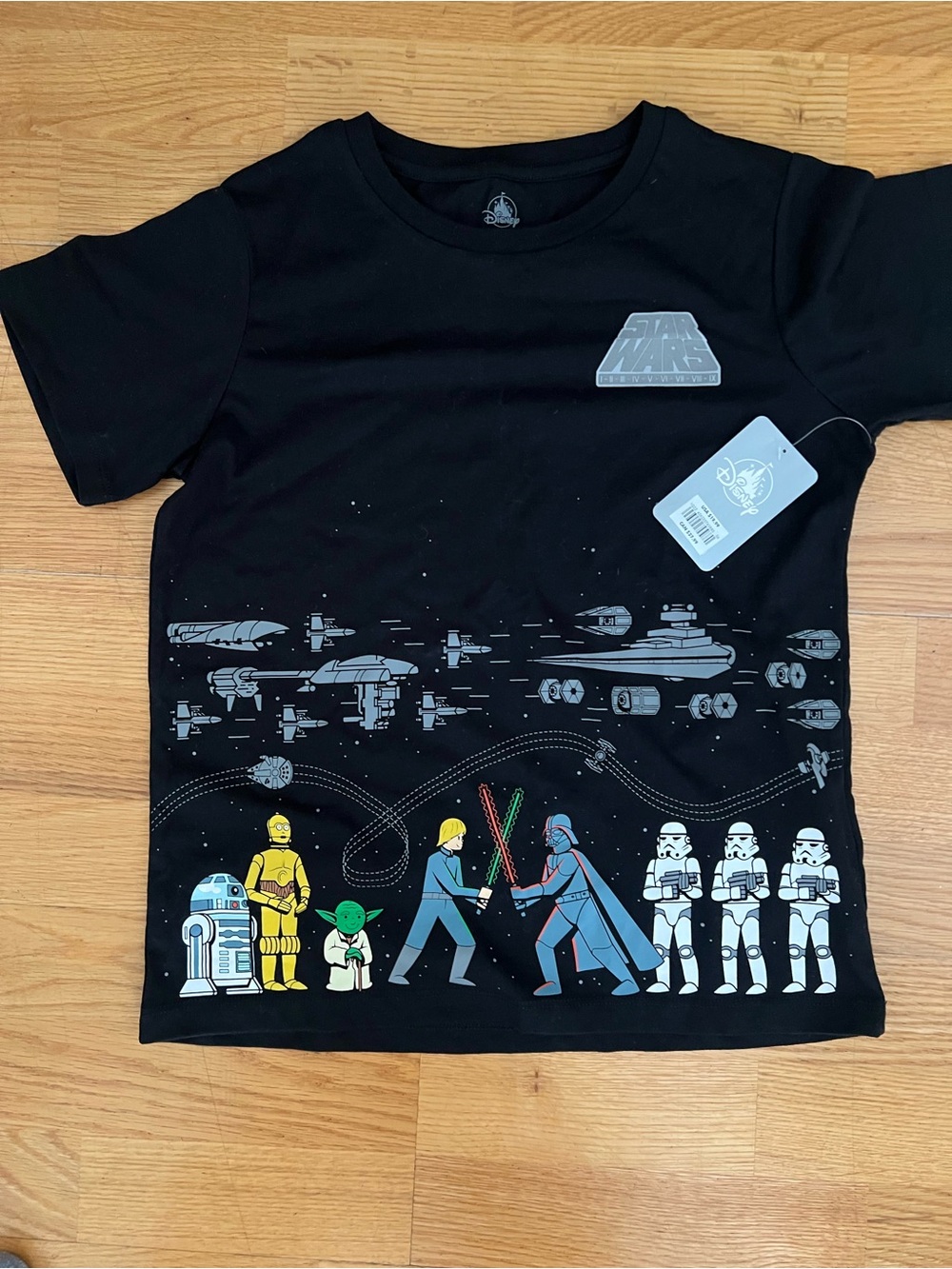 Disney Star Wars Kids Black Graphic T‑Shirt with Character Print